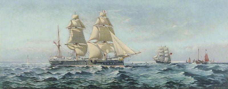 Henry J Morgan HMS 'Comus' France oil painting art
